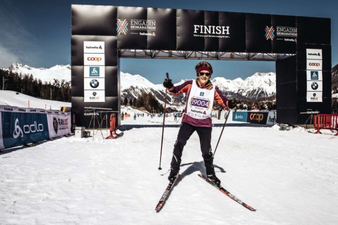 Die Französin Françoise Stahel beim Engadin Ski-Marathon. Bild © Schweiz Tourismus / Lorenz Richard